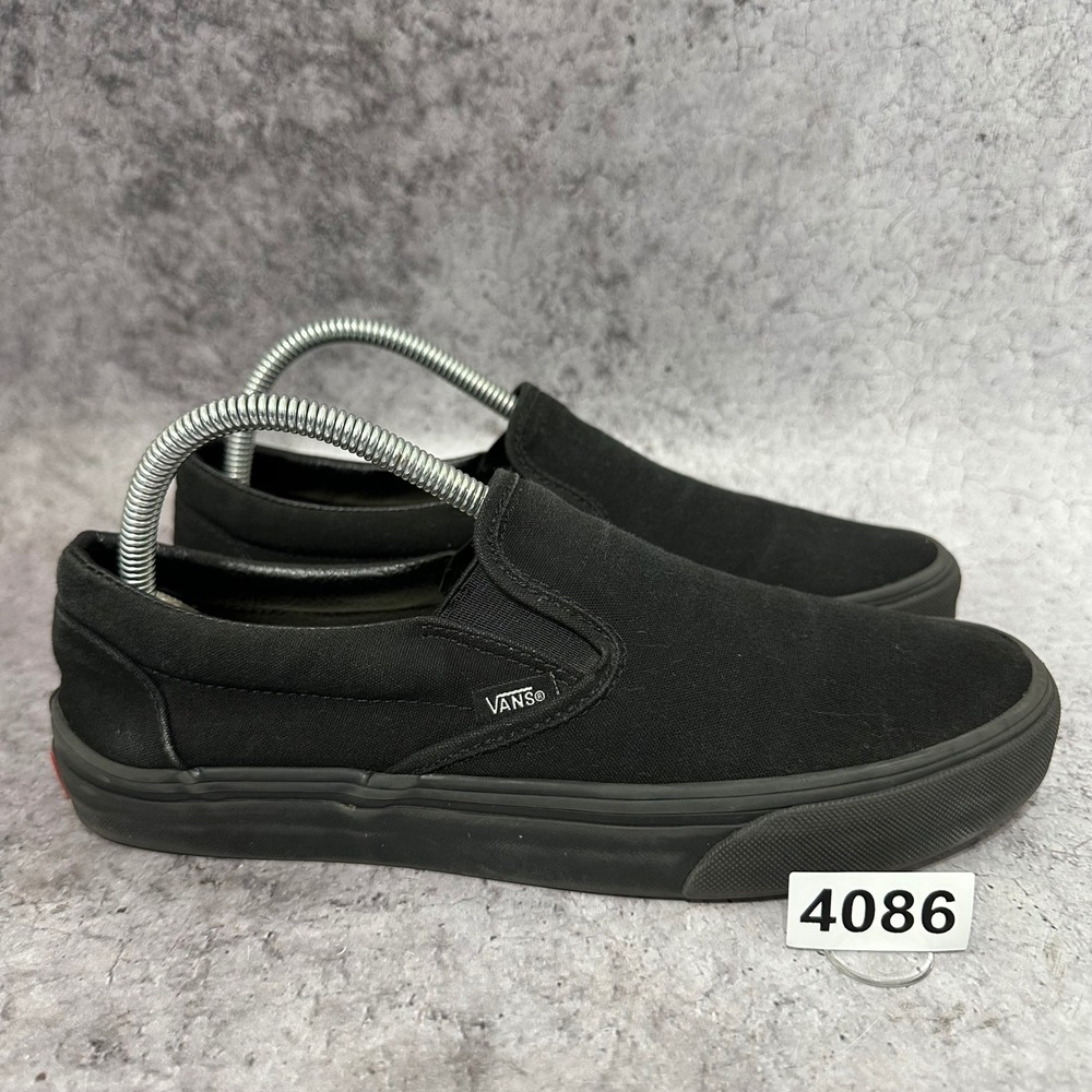 Vans Classic Slip-On Shoes Womens 10 Black Blackout Canvas Skate Sneakers